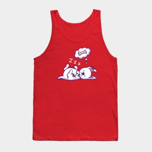 Cute Dalmatian Dog Sleeping And Dream Bone Cartoon Tank Top